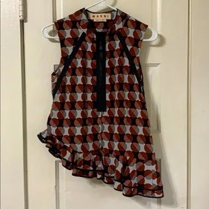Marni Art Deco asymmetric ruffle top